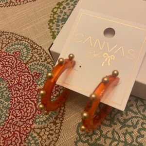 GORGEOUS NWT Canvas Style orange/gold hoop earrings